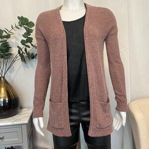 Garage Womens Knit Open Front Cardigan Size XS Pockets Long Sleeve Rose Brown
